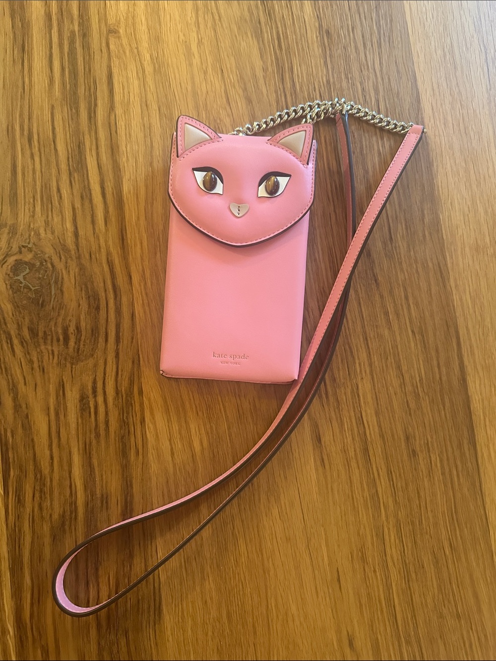 kate spade pink cat face crossbody phone purse